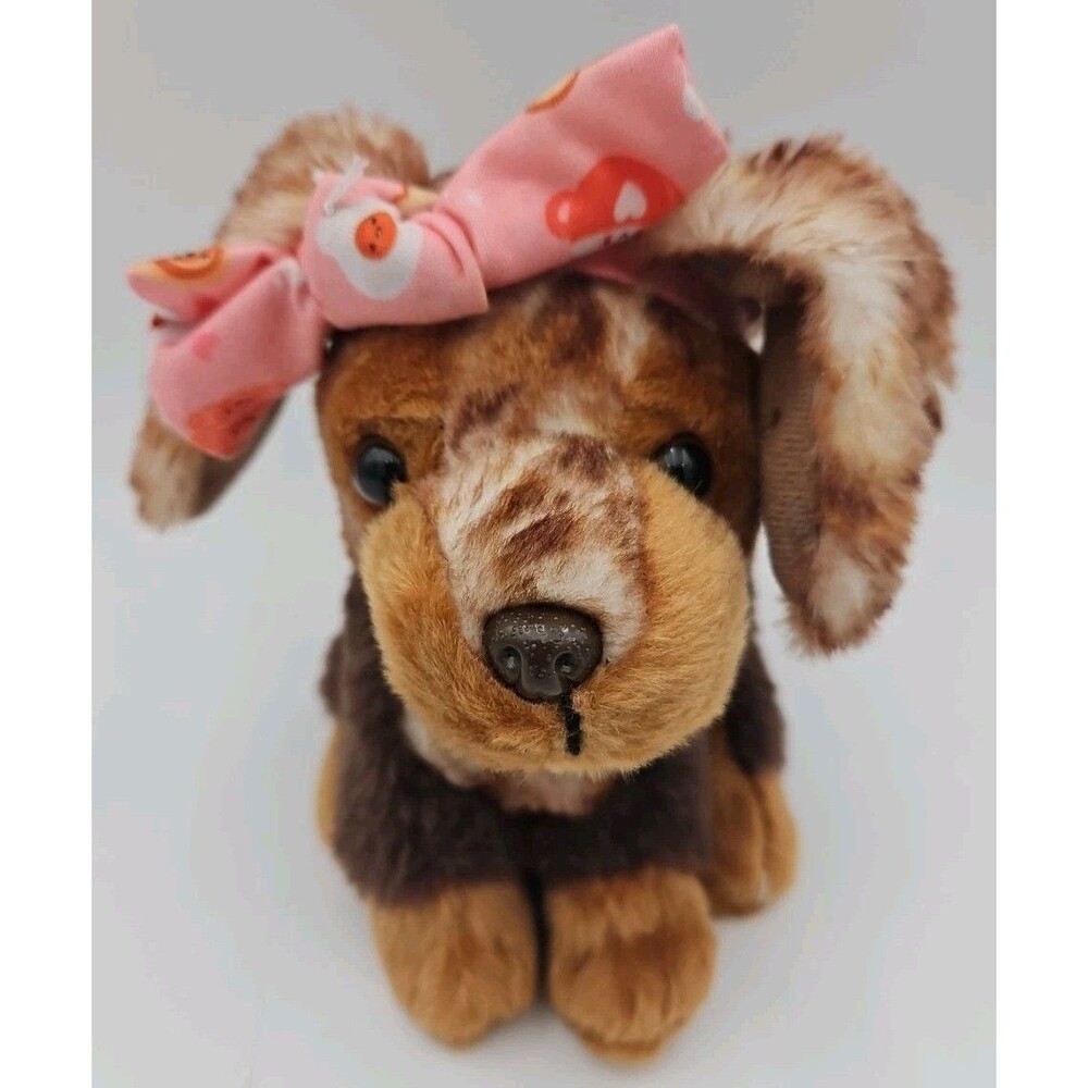 Our Generation Puppy Dog Plush Toy Stuffed Animal Brown Pup With Head Bow  6"